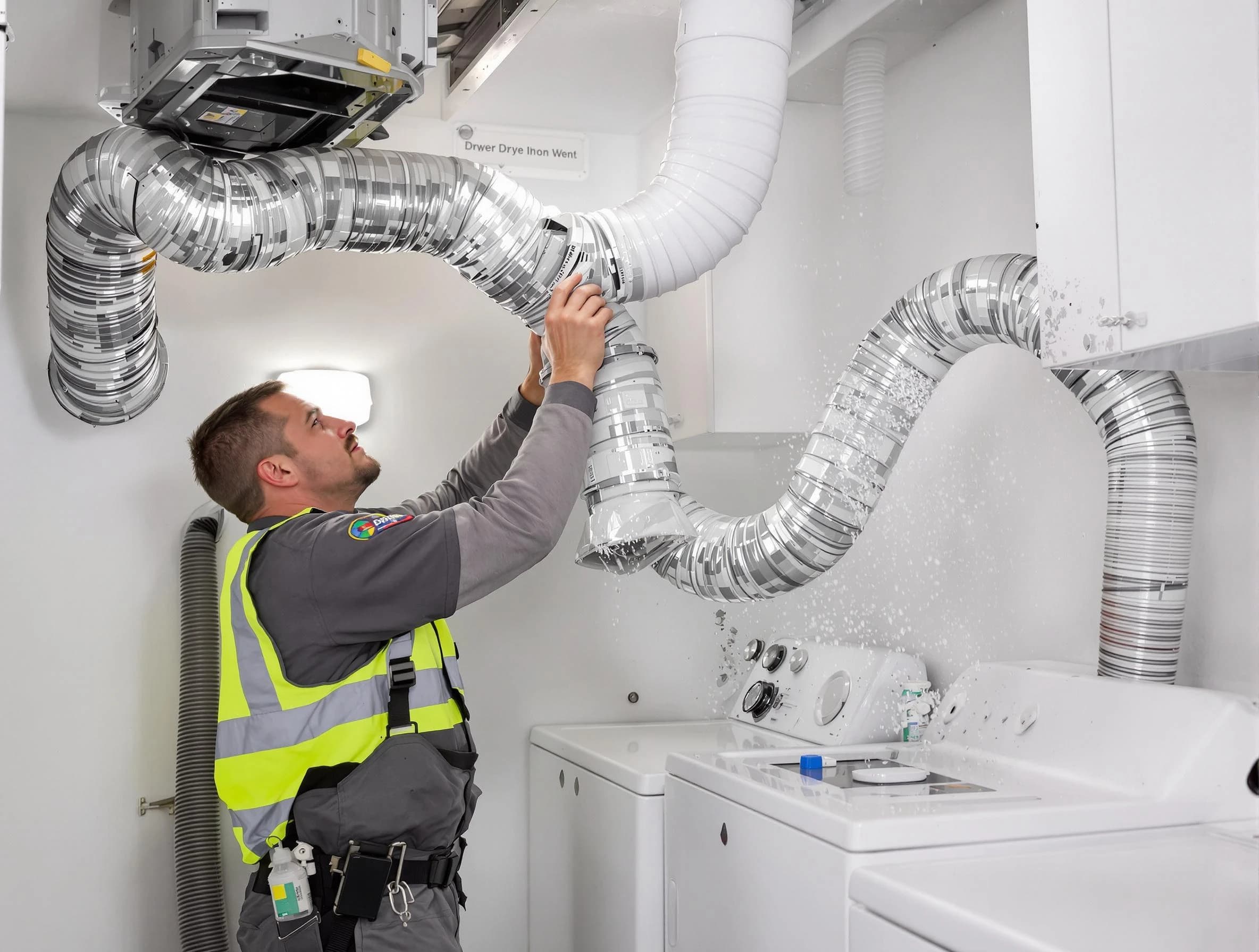Spotsylvania Courthouse Dryer Vent Cleaning technician performing detailed dryer exhaust vent cleaning at a home in Spotsylvania Courthouse